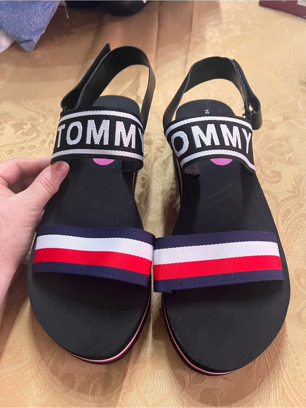 Tommy Hilfiger Black Platform Sandals Ladies Size 11 New